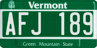 VT license plate AFJ189
