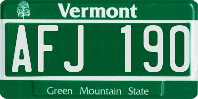 VT license plate AFJ190