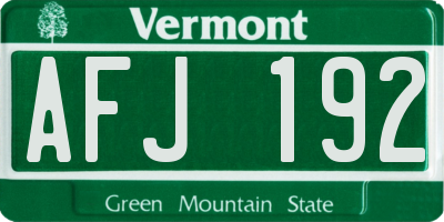 VT license plate AFJ192