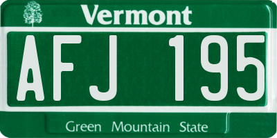 VT license plate AFJ195