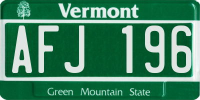 VT license plate AFJ196