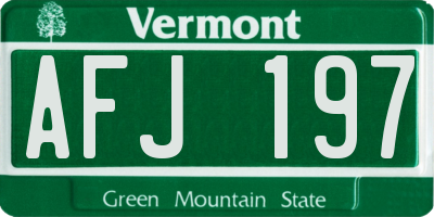 VT license plate AFJ197