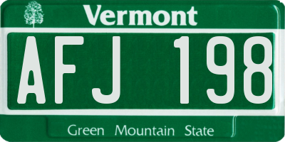 VT license plate AFJ198