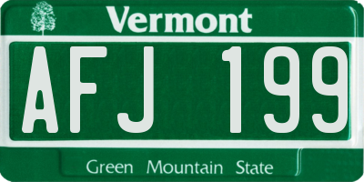 VT license plate AFJ199