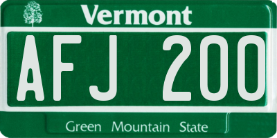 VT license plate AFJ200