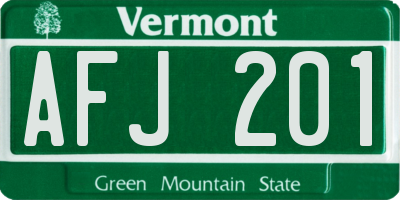 VT license plate AFJ201