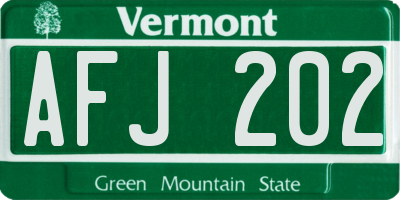 VT license plate AFJ202