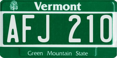 VT license plate AFJ210