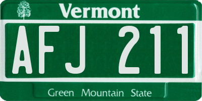 VT license plate AFJ211