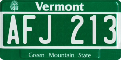 VT license plate AFJ213