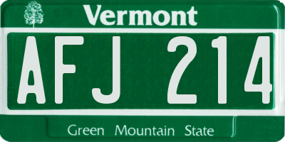 VT license plate AFJ214