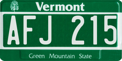 VT license plate AFJ215
