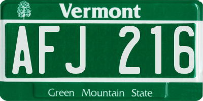 VT license plate AFJ216