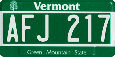 VT license plate AFJ217