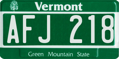 VT license plate AFJ218