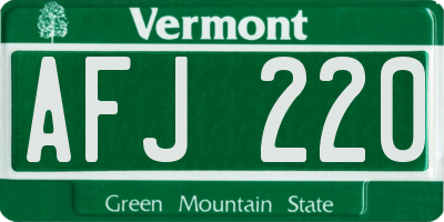 VT license plate AFJ220