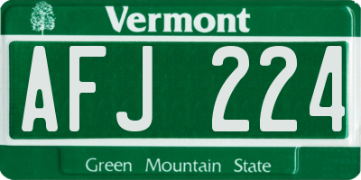VT license plate AFJ224