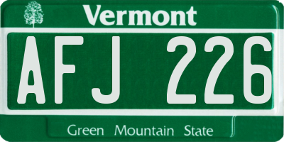 VT license plate AFJ226