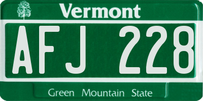 VT license plate AFJ228