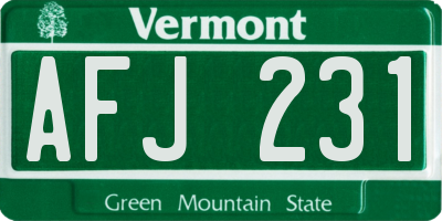 VT license plate AFJ231