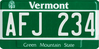 VT license plate AFJ234