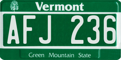 VT license plate AFJ236
