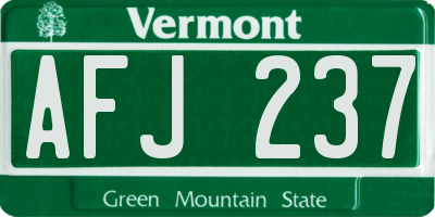VT license plate AFJ237