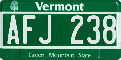 VT license plate AFJ238