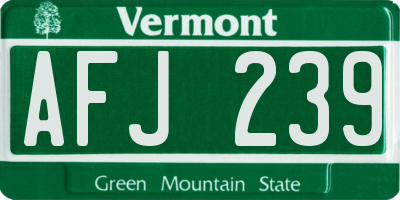 VT license plate AFJ239
