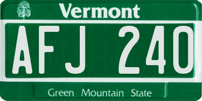 VT license plate AFJ240