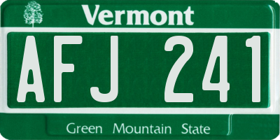 VT license plate AFJ241