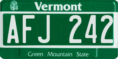 VT license plate AFJ242