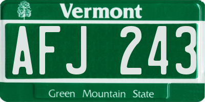 VT license plate AFJ243