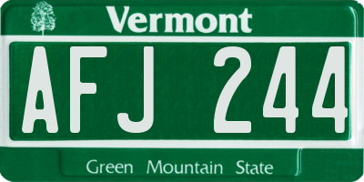 VT license plate AFJ244