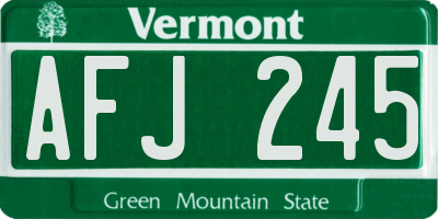 VT license plate AFJ245