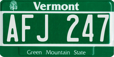 VT license plate AFJ247