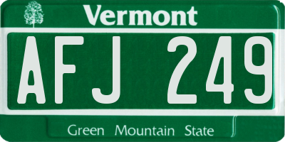 VT license plate AFJ249