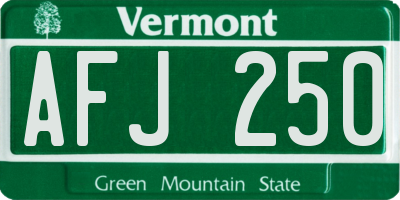 VT license plate AFJ250