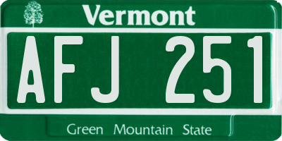 VT license plate AFJ251