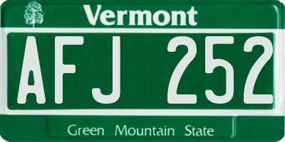 VT license plate AFJ252