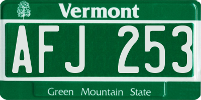 VT license plate AFJ253