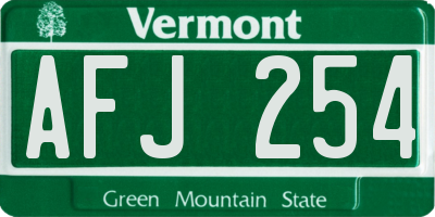 VT license plate AFJ254