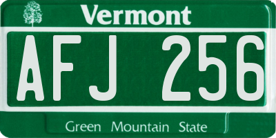 VT license plate AFJ256