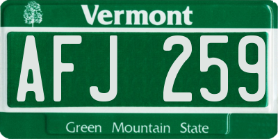 VT license plate AFJ259