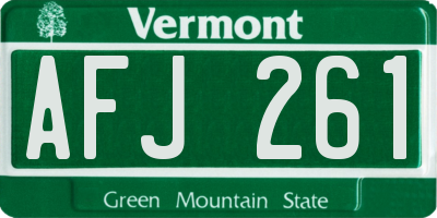 VT license plate AFJ261
