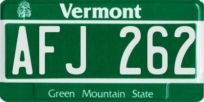VT license plate AFJ262