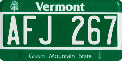 VT license plate AFJ267