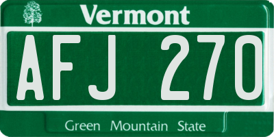 VT license plate AFJ270
