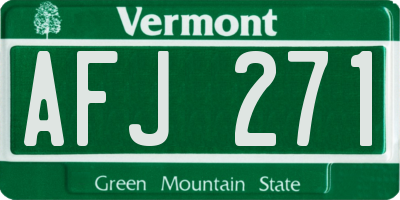 VT license plate AFJ271