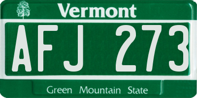 VT license plate AFJ273